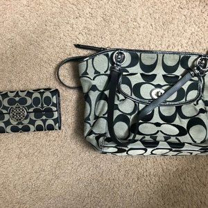 Black and White Coach Bag and Wallet